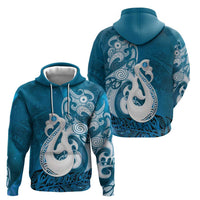 New Zealand Matariki Zip Hoodie Maori Manaia Galaxy Silver Fern Blue Color