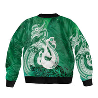 New Zealand Matariki Bomber Jacket Maori Manaia Galaxy Silver Fern Green Color LT22 - Polynesian Pride