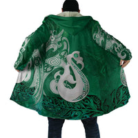 New Zealand Matariki Cloak Maori Manaia Galaxy Silver Fern Green Color