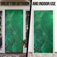 New Zealand Matariki Door Cover Maori Manaia Galaxy Silver Fern Green Color