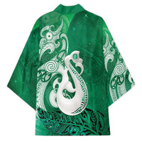 New Zealand Matariki Kimono Maori Manaia Galaxy Silver Fern Green Color