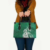 New Zealand Matariki Leather Bag Maori Manaia Galaxy Silver Fern Green Color