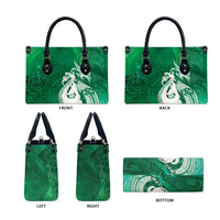 New Zealand Matariki Leather Bag Maori Manaia Galaxy Silver Fern Green Color