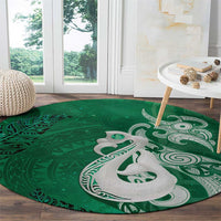 New Zealand Matariki Round Carpet Maori Manaia Galaxy Silver Fern Green Color