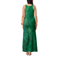 New Zealand Matariki Tank Maxi Dress Maori Manaia Galaxy Silver Fern Green Color