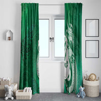 New Zealand Matariki Window Curtain Maori Manaia Galaxy Silver Fern Green Color