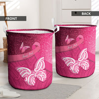 New Zealand Breast Cancer Awareness Laundry Basket Pink Ribbon Butterfly Maori Pattern LT22 - Polynesian Pride