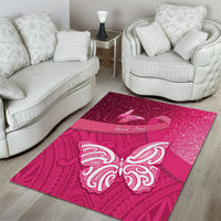 New Zealand Breast Cancer Awareness Area Rug Pink Ribbon Butterfly Maori Pattern LT22 - Polynesian Pride