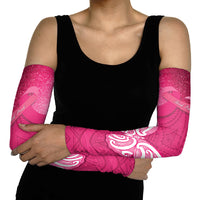 New Zealand Breast Cancer Awareness Arm Sleeves Pink Ribbon Butterfly Maori Pattern LT22 - Polynesian Pride