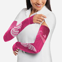 New Zealand Breast Cancer Awareness Arm Sleeves Pink Ribbon Butterfly Maori Pattern LT22 - Polynesian Pride