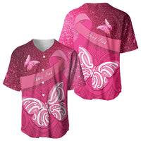 New Zealand Breast Cancer Awareness Baseball Jersey Pink Ribbon Butterfly Maori Pattern