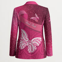 New Zealand Breast Cancer Awareness Blazer Pink Ribbon Butterfly Maori Pattern
