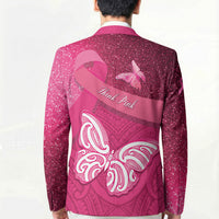 New Zealand Breast Cancer Awareness Blazer Pink Ribbon Butterfly Maori Pattern