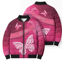 New Zealand Breast Cancer Awareness Bomber Puffer Jacket Pink Ribbon Butterfly Maori Pattern LT22 - Polynesian Pride
