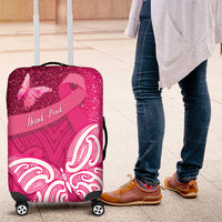 New Zealand Breast Cancer Awareness Luggage Cover Pink Ribbon Butterfly Maori Pattern