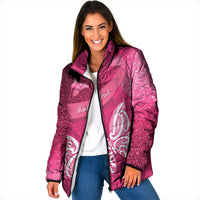 New Zealand Breast Cancer Awareness Padded Jacket Pink Ribbon Butterfly Maori Pattern