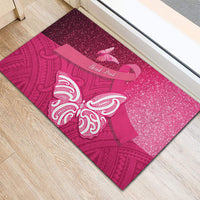 New Zealand Breast Cancer Awareness Rubber Doormat Pink Ribbon Butterfly Maori Pattern LT22 - Polynesian Pride