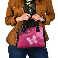 New Zealand Breast Cancer Awareness Shoulder Handbag Pink Ribbon Butterfly Maori Pattern LT22 - Polynesian Pride