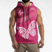 New Zealand Breast Cancer Awareness Sleeveless Hoodie Pink Ribbon Butterfly Maori Pattern