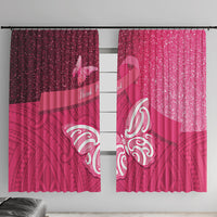 New Zealand Breast Cancer Awareness Window Curtain Pink Ribbon Butterfly Maori Pattern LT22 With Hooks Pink - Polynesian Pride