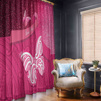 New Zealand Breast Cancer Awareness Window Curtain Pink Ribbon Butterfly Maori Pattern LT22 - Polynesian Pride