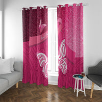 New Zealand Breast Cancer Awareness Window Curtain Pink Ribbon Butterfly Maori Pattern LT22 With Grommets Pink - Polynesian Pride