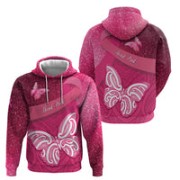 New Zealand Breast Cancer Awareness Zip Hoodie Pink Ribbon Butterfly Maori Pattern