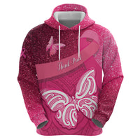 New Zealand Breast Cancer Awareness Zip Hoodie Pink Ribbon Butterfly Maori Pattern