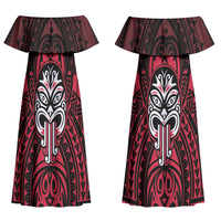 New Zealand Maori Language Week Couples Matching Off Shoulder Maxi Dress and Hawaiian Shirt Te Wiki O Te Reo Maori Hei Tiki LT22 - Polynesian Pride