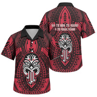 New Zealand Maori Language Week Family Matching Off Shoulder Maxi Dress and Hawaiian Shirt Te Wiki O Te Reo Maori Hei Tiki LT22 Son's Shirt Red - Polynesian Pride
