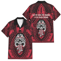 New Zealand Maori Language Week Family Matching Tank Maxi Dress and Hawaiian Shirt Te Wiki O Te Reo Maori Hei Tiki LT22 Dad's Shirt - Short Sleeve Red - Polynesian Pride