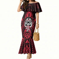 New Zealand Maori Language Week Mermaid Dress Te Wiki O Te Reo Maori Hei Tiki LT22 Women Red - Polynesian Pride