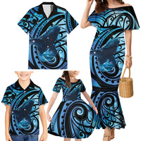 New Zealand Matariki Family Matching Mermaid Dress and Hawaiian Shirt Maori Humpback Whale Galaxy LT22 - Polynesian Pride