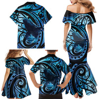New Zealand Matariki Family Matching Mermaid Dress and Hawaiian Shirt Maori Humpback Whale Galaxy LT22 - Polynesian Pride