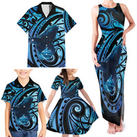 New Zealand Matariki Family Matching Tank Maxi Dress and Hawaiian Shirt Maori Humpback Whale Galaxy