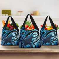 New Zealand Matariki Grocery Bag Maori Humpback Whale Galaxy LT22 3-pack One Size Blue - Polynesian Pride