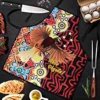 Papua New Guinea Pidgin Language Week Apron Halo Olgeta Tok Pisin Wik Bird Of Paradise Oro Batik LT22 Red - Polynesian Pride