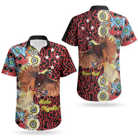 Personalised Papua New Guinea Pidgin Language Week Couples Matching Long Sleeve Bodycon Dress and Hawaiian Shirt Halo Olgeta Tok Pisin Wik Bird Of Paradise Oro Batik LT22 - Polynesian Pride