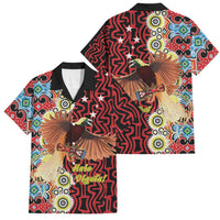Personalised Papua New Guinea Pidgin Language Week Family Matching Tank Maxi Dress and Hawaiian Shirt Halo Olgeta Tok Pisin Wik Bird Of Paradise Oro Batik LT22 Dad's Shirt - Short Sleeve Red - Polynesian Pride
