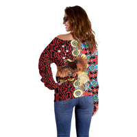 Personalised Papua New Guinea Pidgin Language Week Off Shoulder Sweater Halo Olgeta Tok Pisin Wik Bird Of Paradise Oro Batik LT22 - Polynesian Pride