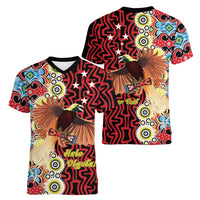 Personalised Papua New Guinea Pidgin Language Week Women V-Neck T-Shirt Halo Olgeta Tok Pisin Wik Bird Of Paradise Oro Batik LT22 - Polynesian Pride