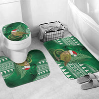 New Zealand Kakapo Christmas In July Bathroom Set Silver Fern Santa Xmas Green Color