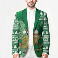 New Zealand Kakapo Christmas In July Blazer Silver Fern Santa Xmas Green Color