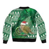 New Zealand Kakapo Christmas In July Bomber Jacket Silver Fern Santa Xmas Green Color