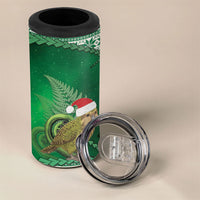 New Zealand Kakapo Christmas In July 4 in 1 Can Cooler Tumbler Silver Fern Santa Xmas Green Color