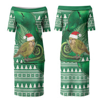 New Zealand Kakapo Christmas In July Couples Matching Puletasi and Hawaiian Shirt Silver Fern Santa Xmas Green Color LT22 - Polynesian Pride