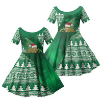 New Zealand Kakapo Christmas In July Family Matching Off Shoulder Maxi Dress and Hawaiian Shirt Silver Fern Santa Xmas Green Color LT22 Daughter's Dress Green - Polynesian Pride