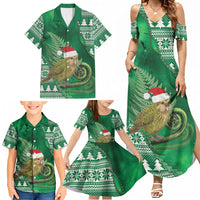 New Zealand Kakapo Christmas In July Family Matching Summer Maxi Dress and Hawaiian Shirt Silver Fern Santa Xmas Green Color LT22 - Polynesian Pride