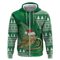 New Zealand Kakapo Christmas In July Hoodie Silver Fern Santa Xmas Green Color