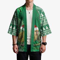 New Zealand Kakapo Christmas In July Kimono Silver Fern Santa Xmas Green Color